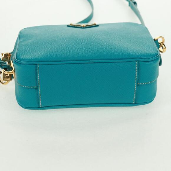 PRADA Shoulder Bag Safiano leather Turquoise Blue Gold Auth 159879SAV - Picture 5 of 16